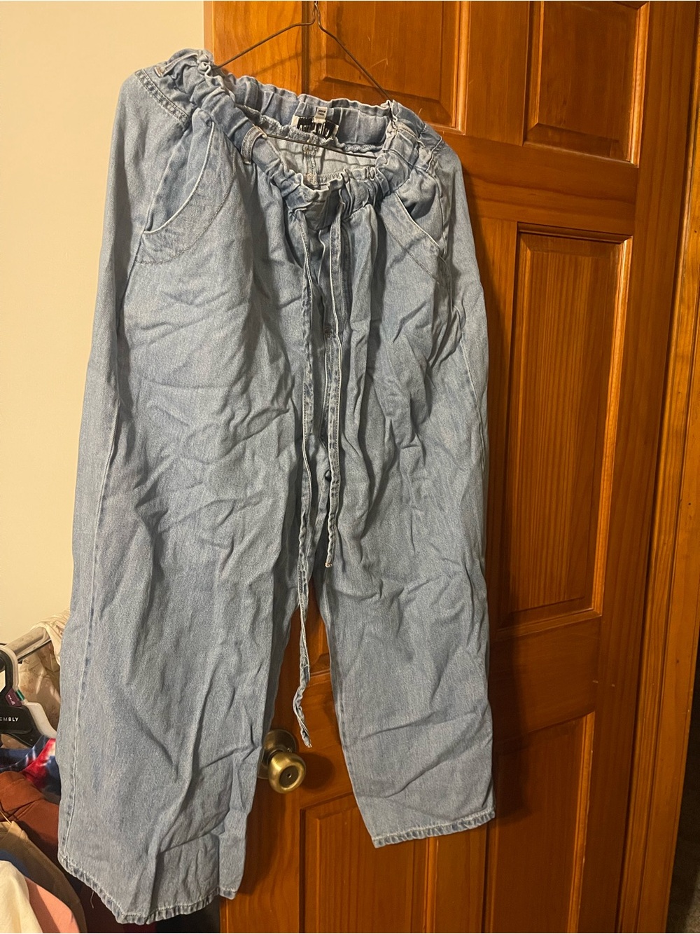Light Blue Women’s Baggy Drawstring Waist Jeans